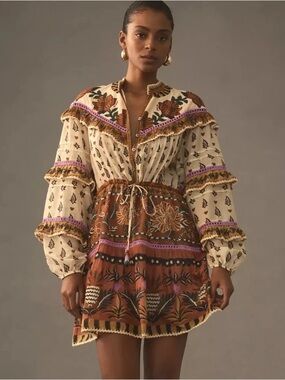 FARM Rio Ainika Floral Ruffle Mini Dress from Anthropologie